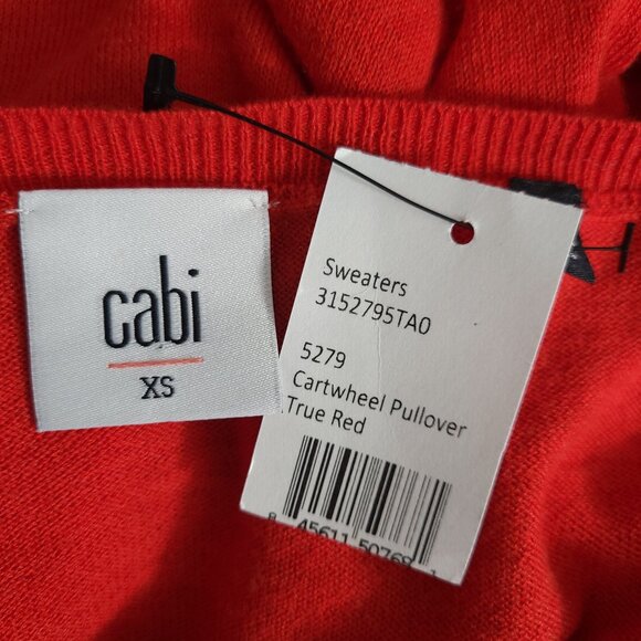 NWT CABI #5279 Sweater XS Cartwheel Pullover True Red Oversized Boxy Cotton Knit - Picture 5 of 12